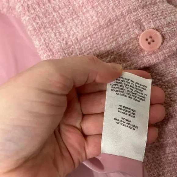 BABATON Aritzia Shacket Joan Shirt Jacket Oversized Linen Tweed Pink Plaid 2 - Picture 11 of 16